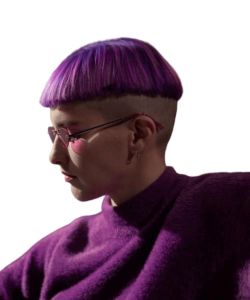 fuchsia short bowl haircut